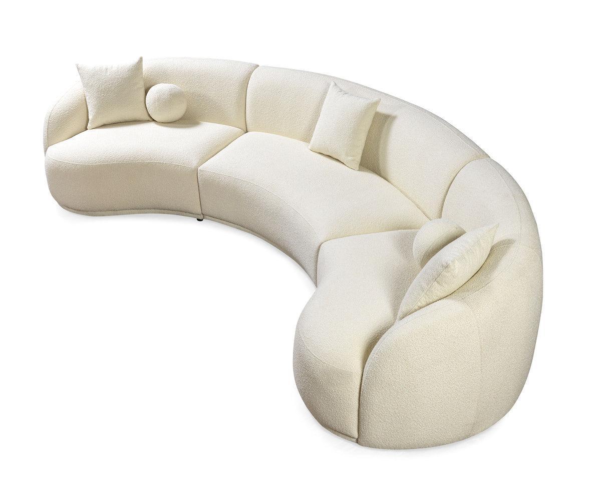 Emily Ivory Boucle 3-Piece Curved 138" Sectional