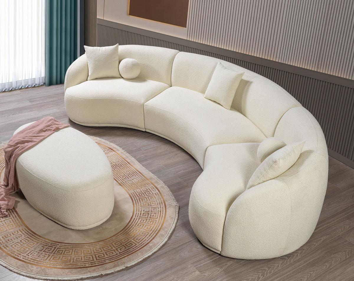 Emily Ivory Boucle 3-Piece Curved 138" Sectional