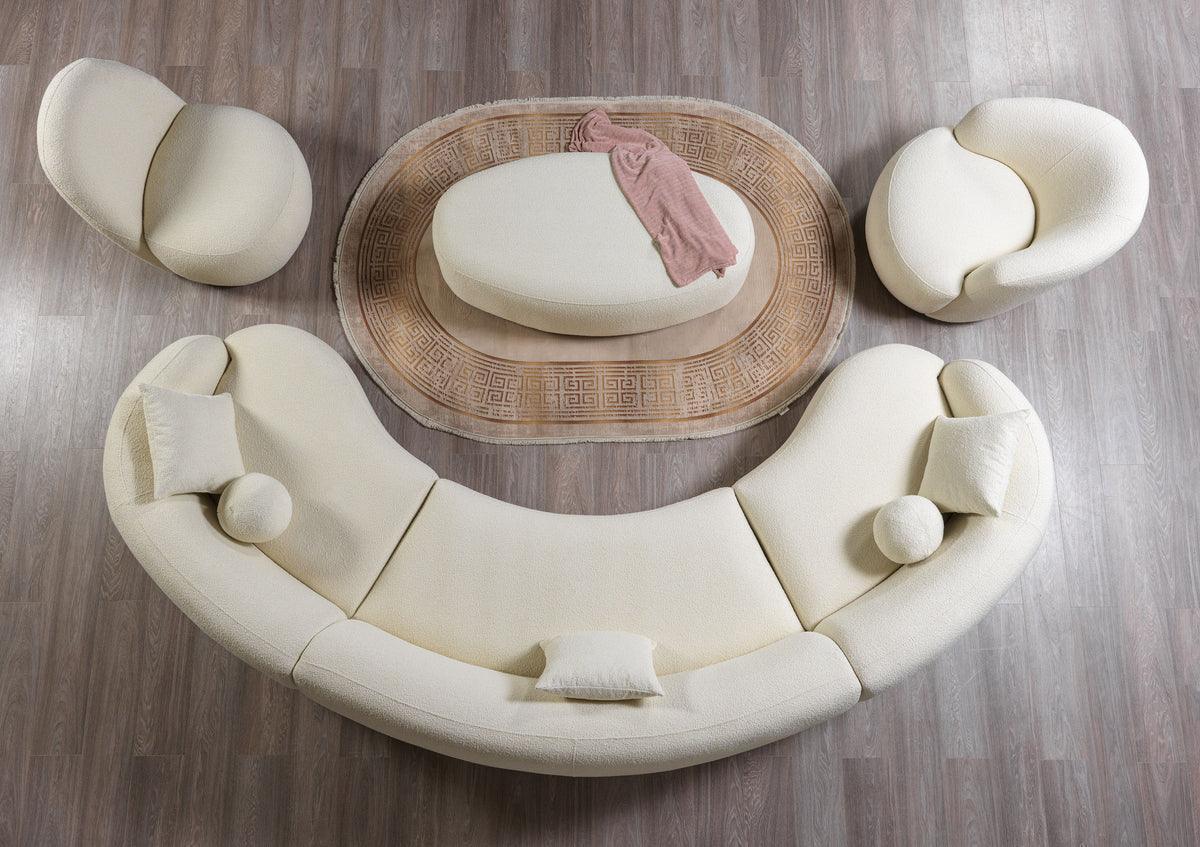 Emily Ivory Boucle 3-Piece Curved 138" Sectional