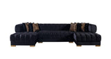 Mia Black Velvet Double Chaise 138" Sectional