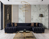 Mia Black Velvet Double Chaise 138" Sectional