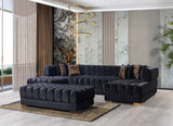 Mia Black Velvet Double Chaise 138" Sectional