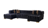 Mia Black Velvet Double Chaise 138" Sectional