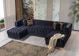 Mia Black Velvet Double Chaise 138" Sectional