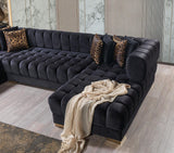 Mia Black Velvet Double Chaise 138" Sectional