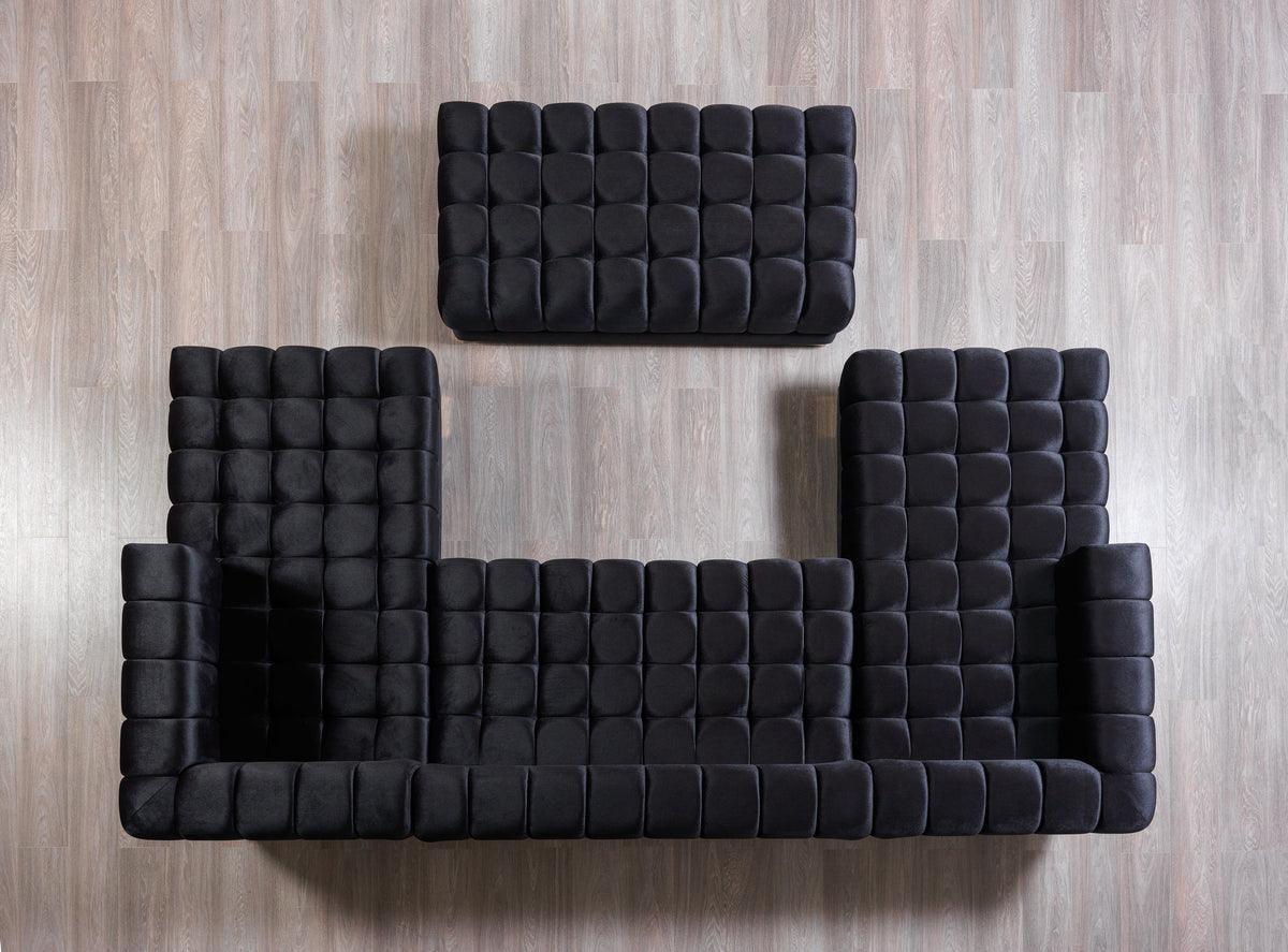 Mia Black Velvet Double Chaise 138" Sectional