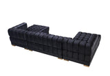 Mia Black Velvet Double Chaise 138" Sectional