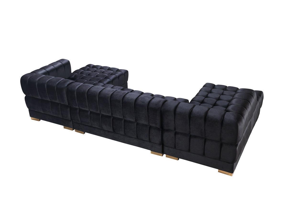 Mia Black Velvet Double Chaise 138" Sectional