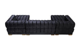 Mia Black Velvet Double Chaise 138" Sectional