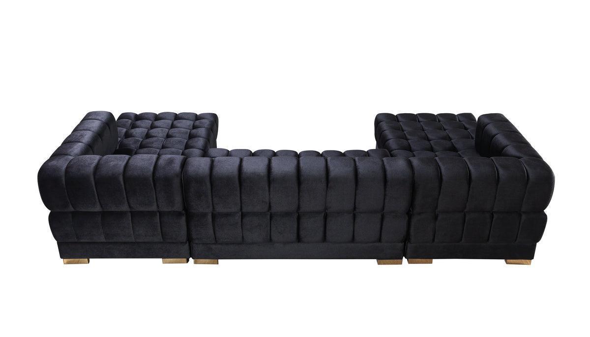 Mia Black Velvet Double Chaise 138" Sectional