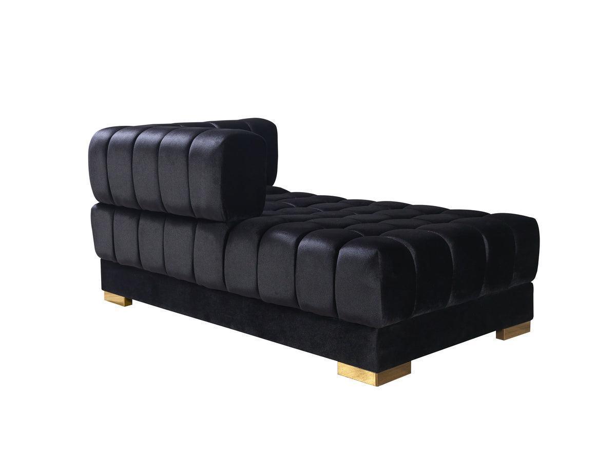 Mia Black Velvet Double Chaise 138" Sectional