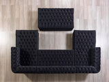 Emma Black Velvet Double Chaise 136" Sectional
