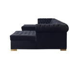 Emma Black Velvet Double Chaise 136" Sectional