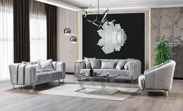 Ella Silver Velvet Sofa 89" & Loveseat 69"