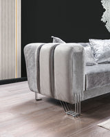 Ella Silver Velvet Loveseat