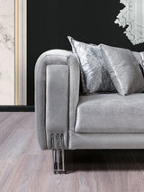 Santana Silver Velvet Sofa view 7