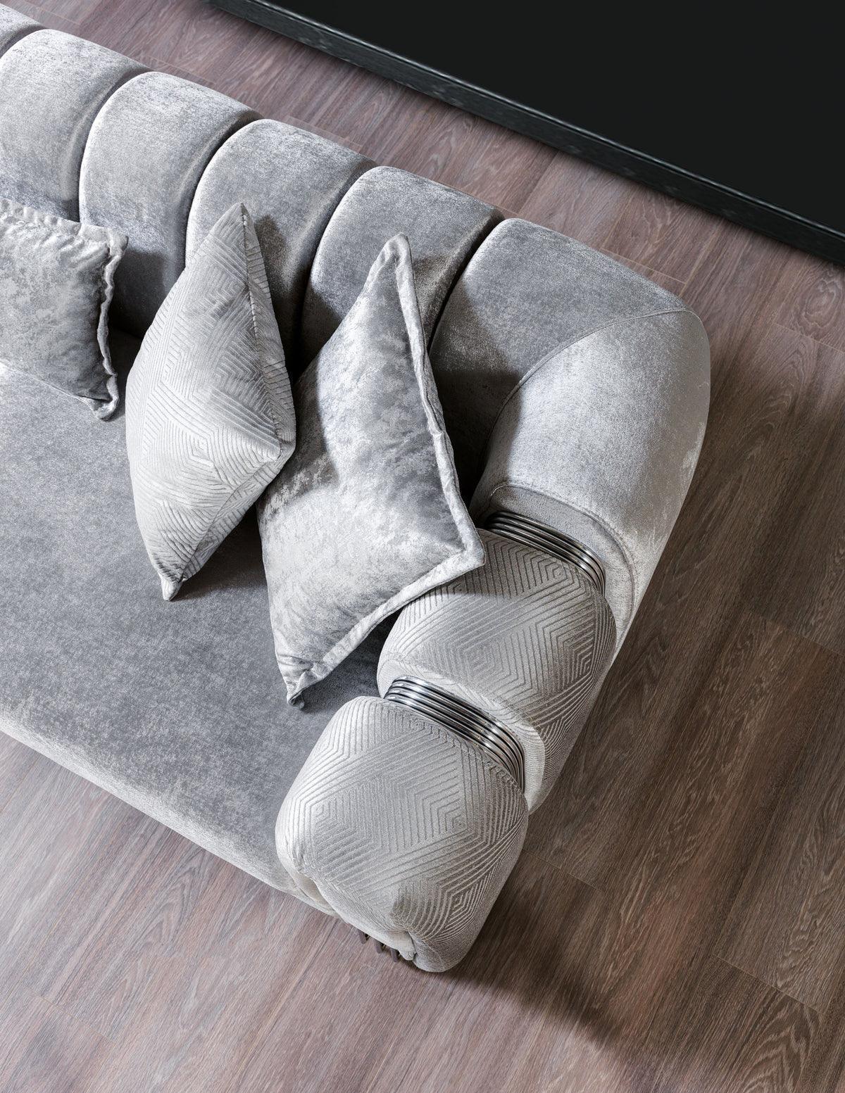 Ella Silver Velvet Sofa 89" & Loveseat 69"