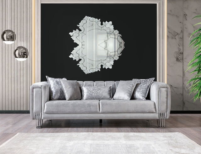 Santana Silver Velvet Sofa from Ella Furniture