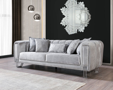 Santana Silver Velvet Sofa view 2