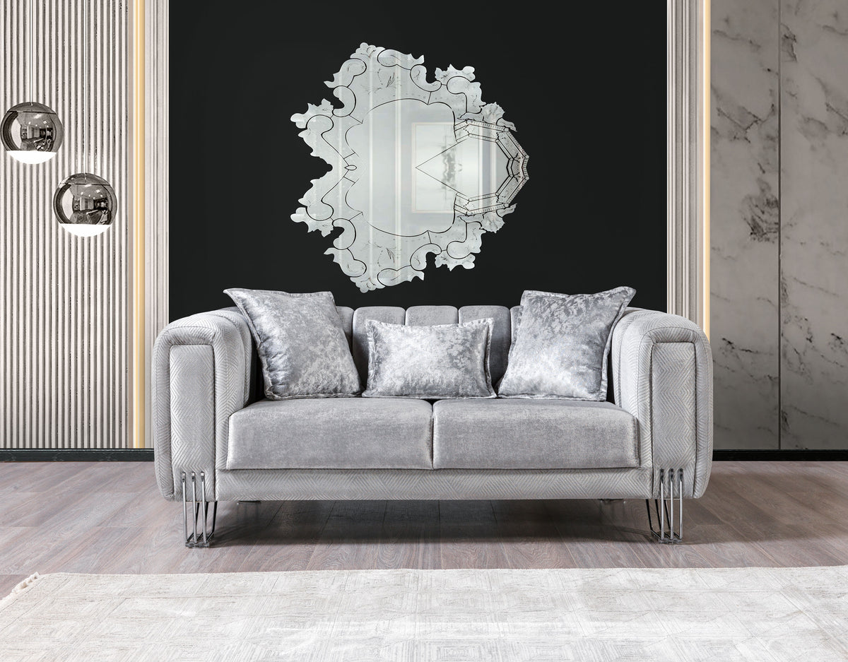 Ella Silver Velvet Loveseat