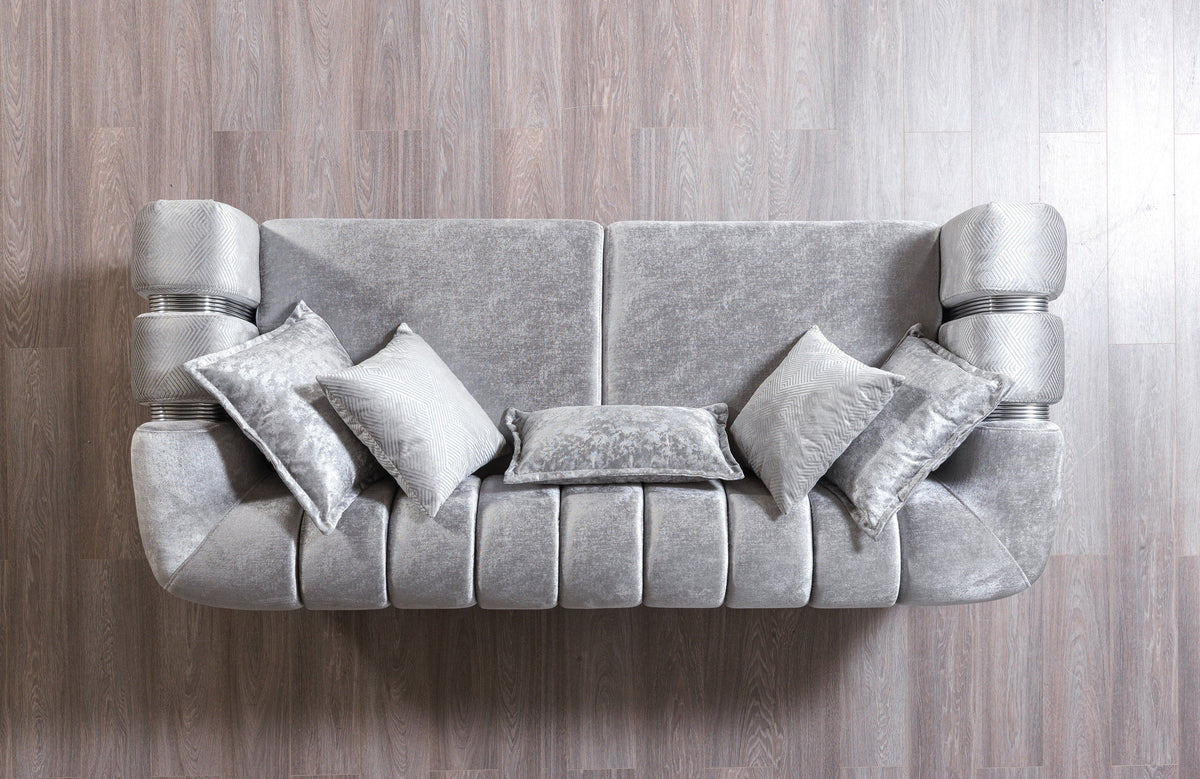 Santana Silver Velvet Sofa view 3