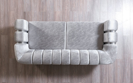 Santana Silver Velvet Sofa view 4
