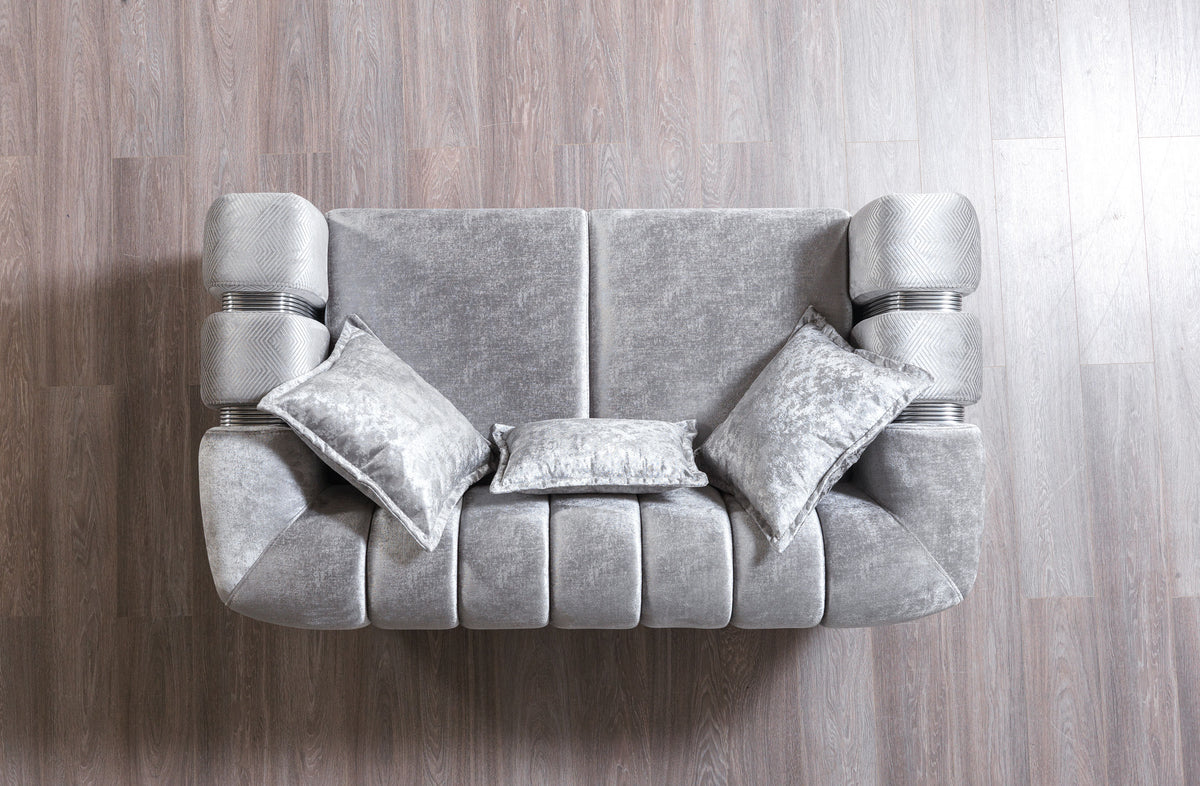 Ella Silver Velvet Loveseat