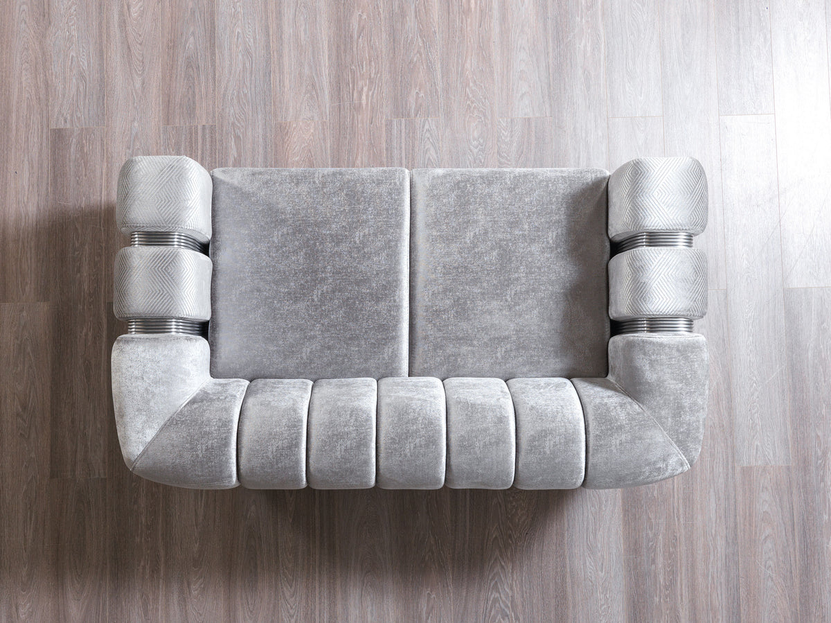 Ella Silver Velvet Loveseat