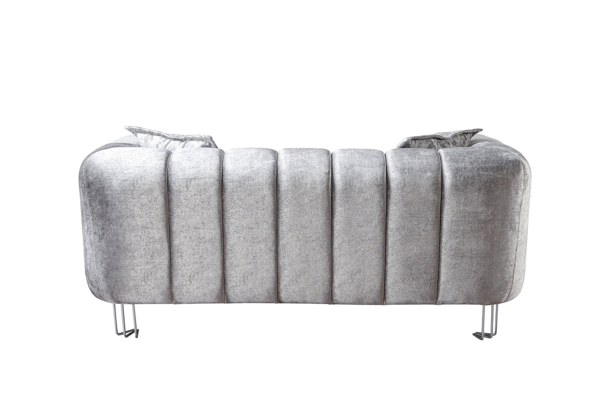Ella Silver Velvet Loveseat
