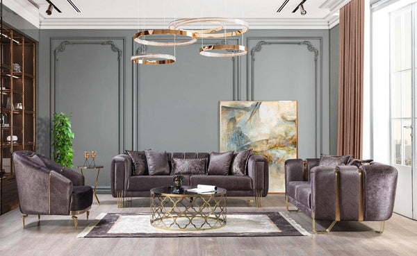 Ella Smoke Velvet Sofa 89" & Loveseat 69"