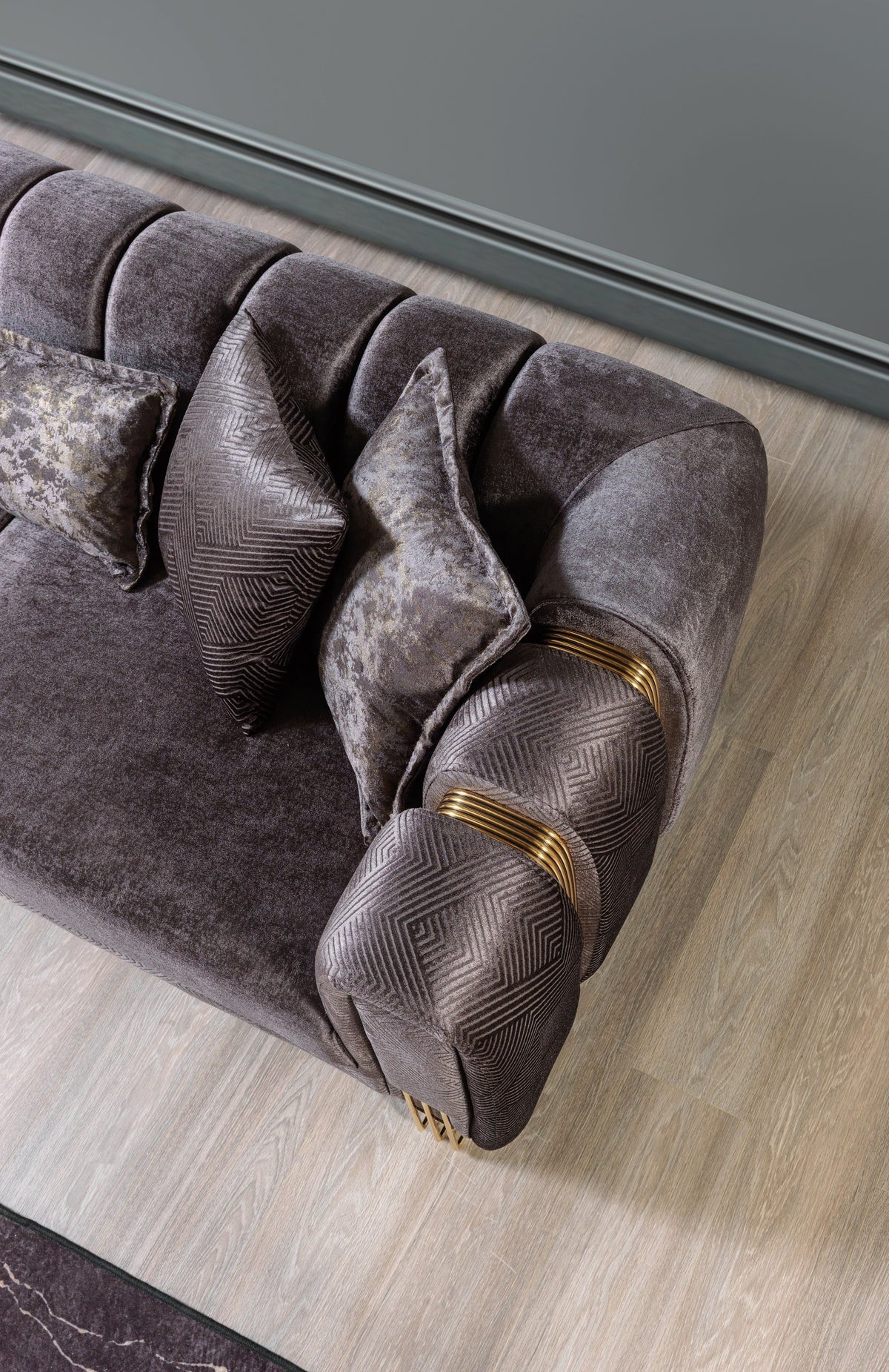 Santana Smoke Velvet Sofa view 6