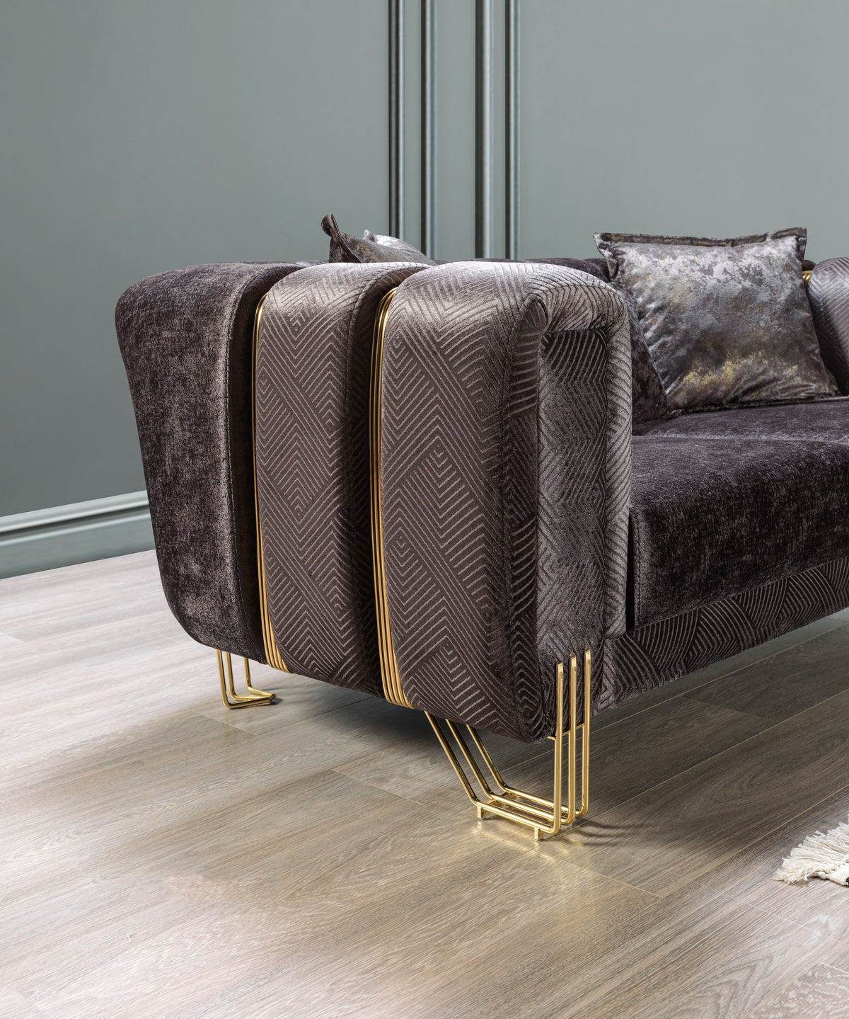 Santana Smoke Velvet Sofa view 7