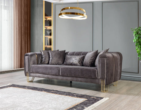 Santana Smoke Velvet Sofa view 2