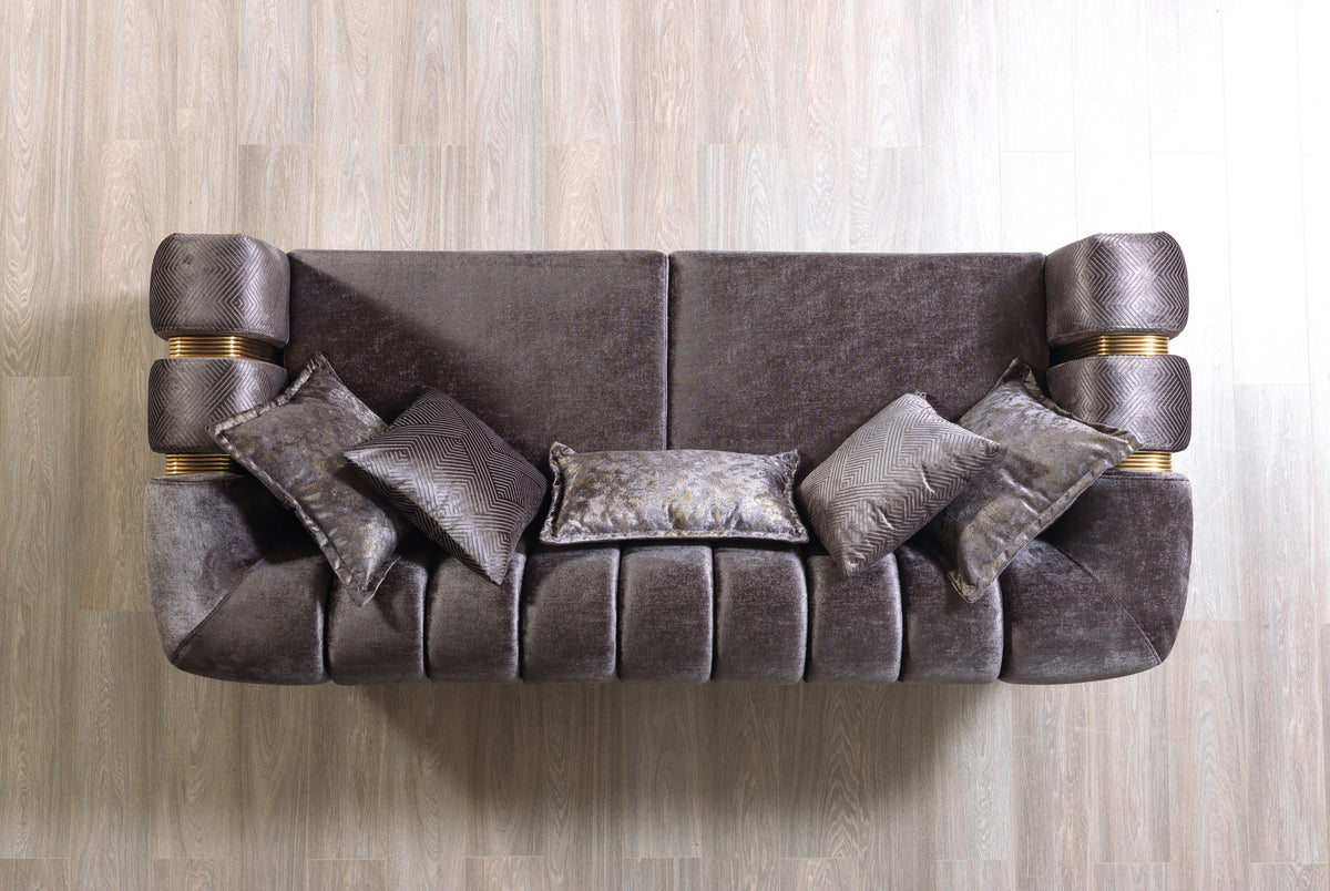 Santana Smoke Velvet Sofa view 3