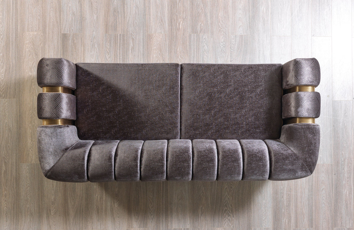 Santana Smoke Velvet Sofa view 4