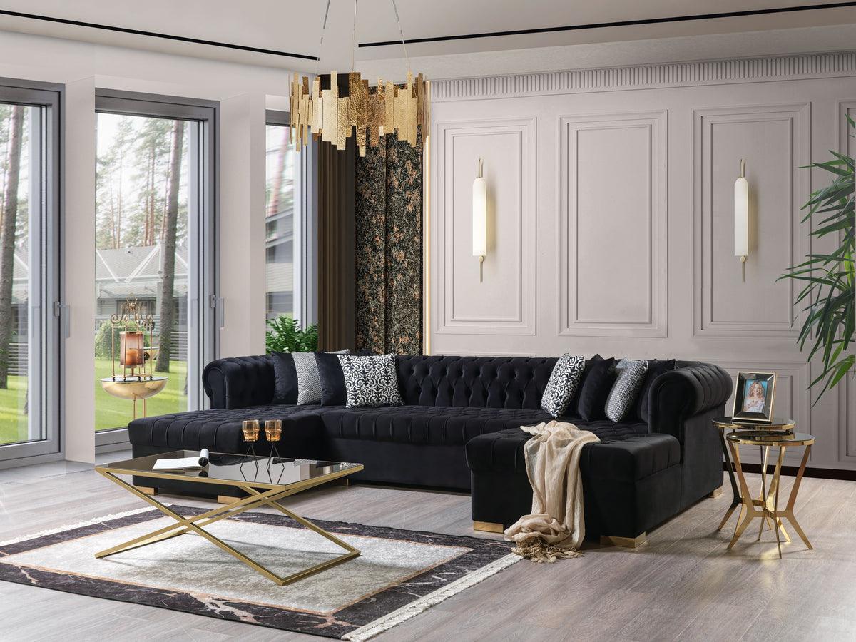 Emma Black Velvet Double Chaise 136