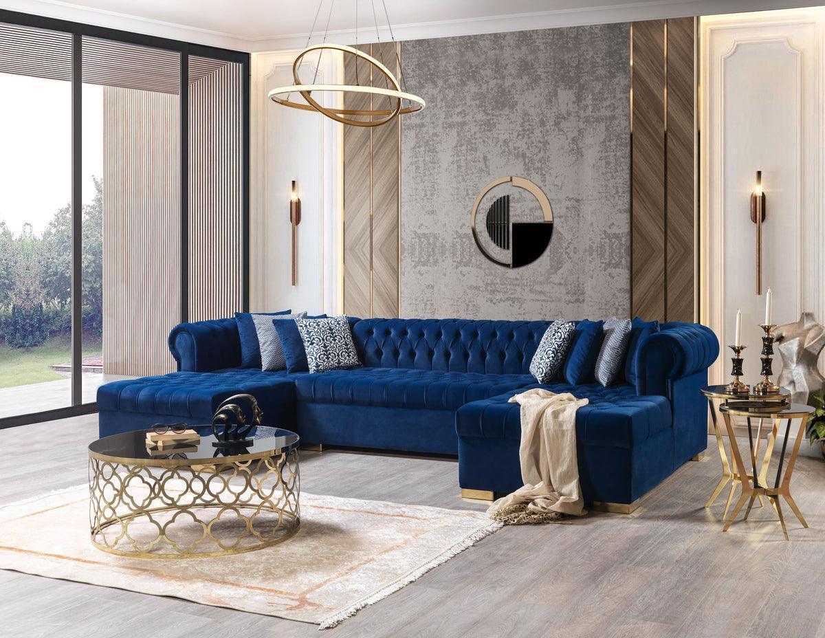 Emma Navy Velvet Double Chaise 136