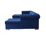 Emma Navy Velvet Double Chaise 136" Sectional