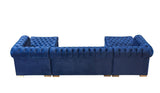 Emma Navy Velvet Double Chaise 136" Sectional