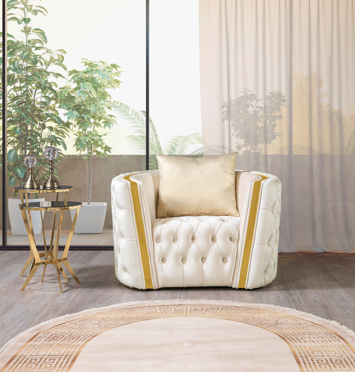 Sofia Ivory Velvet Chair