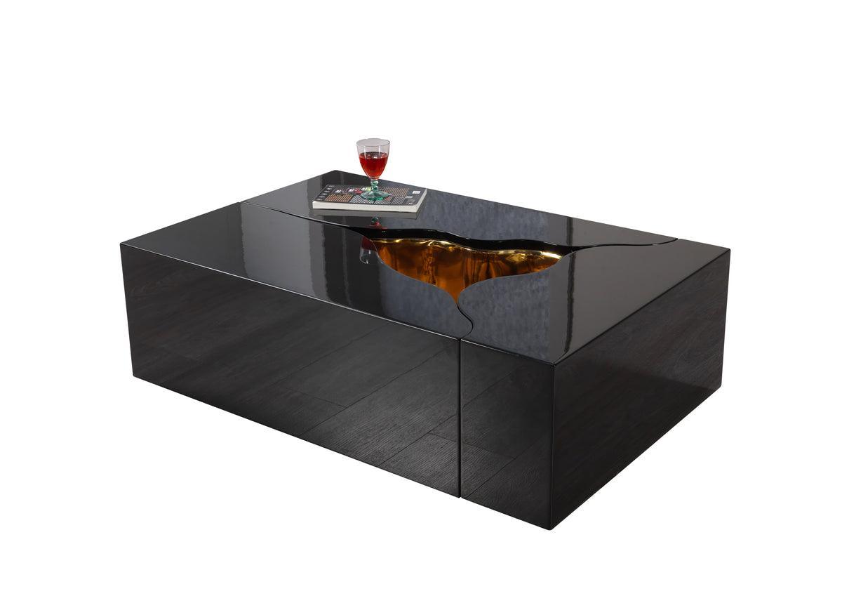 Leah Wood Black/gold 3-Piece Coffee Table - Ella Furniture
