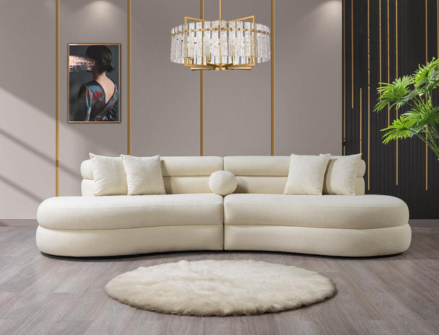 Sandy Ivory Boucle Curved Sectional - Ella Furniture