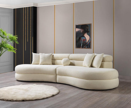 Sandy Ivory Boucle Curved Sectional - Ella Furniture