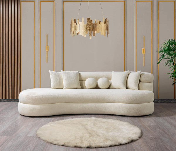 Sandy Ivory Boucle Chaise Lounge - Ella Furniture