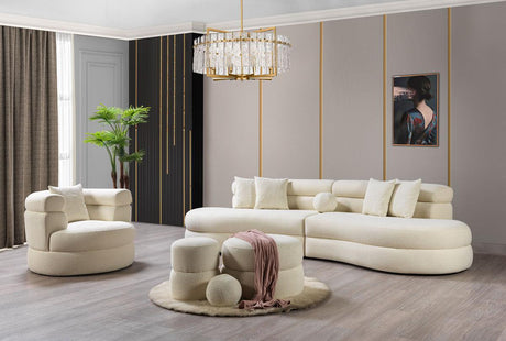 Sandy Ivory Boucle Curved Sectional - Ella Furniture