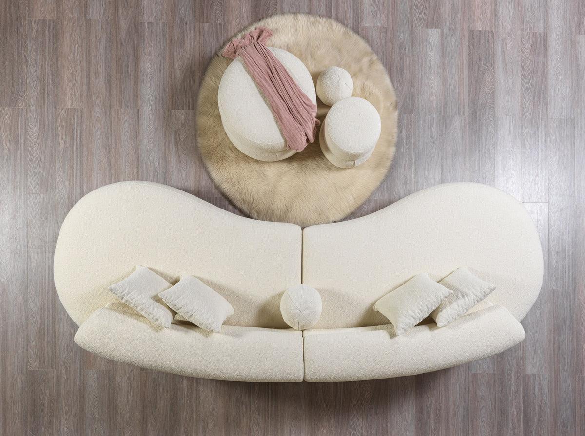 Sandy Ivory Boucle Curved Sectional - Ella Furniture