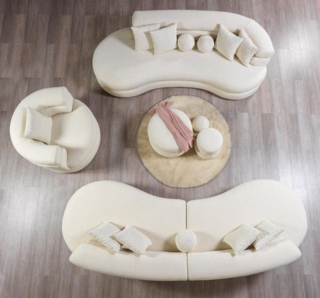 Sandy Ivory Boucle Curved Sectional - Ella Furniture