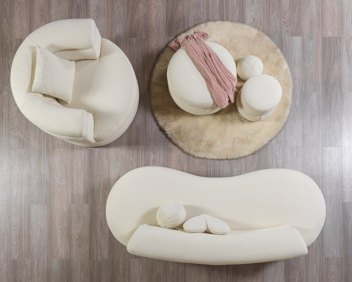 Sandy Ivory Boucle Loveseat