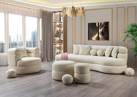 Sandy Ivory Boucle Chaise Lounge - Ella Furniture