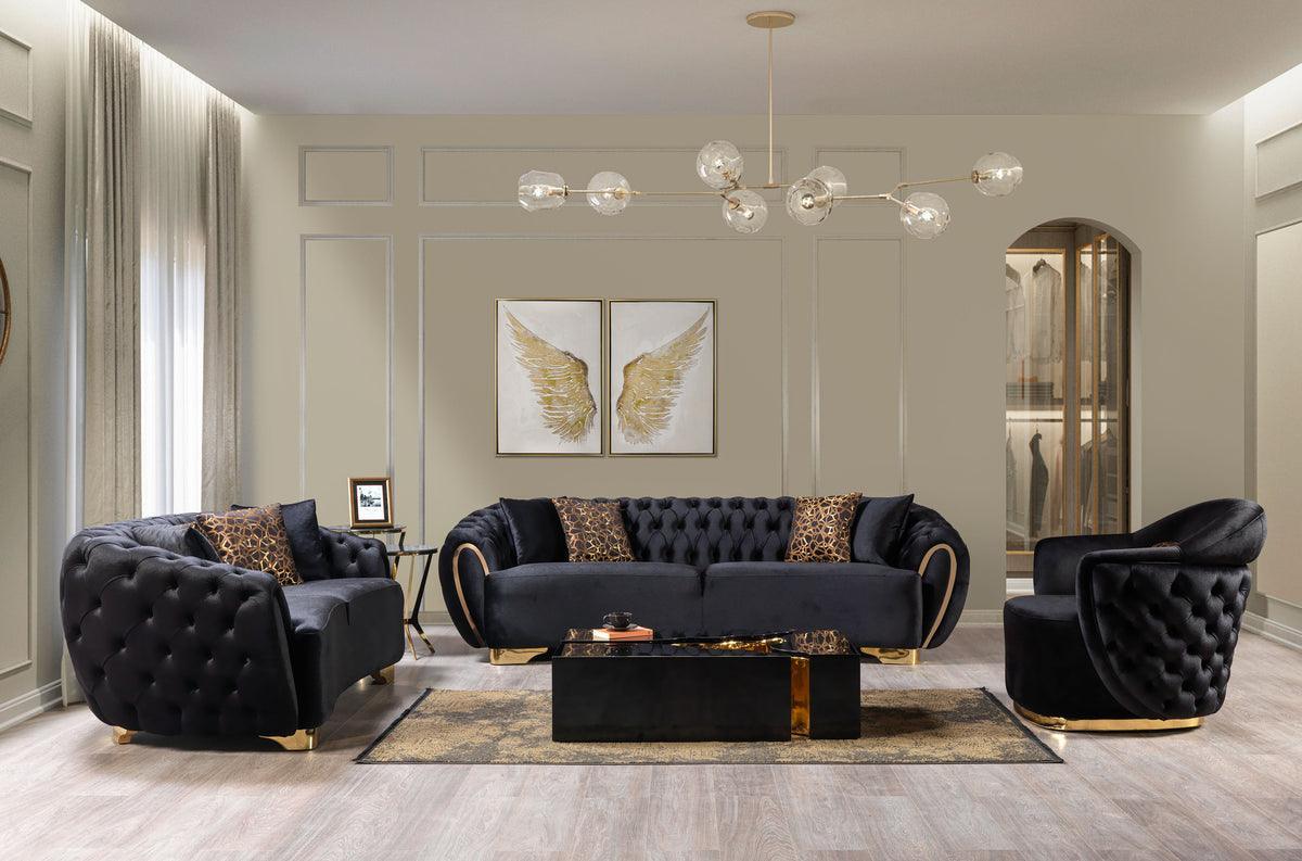 Leah Wood Black/gold 3-Piece Coffee Table - Ella Furniture